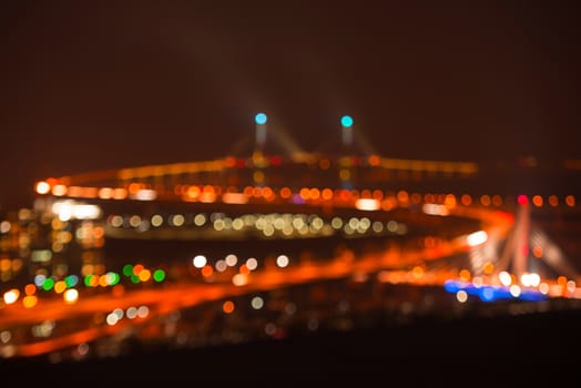 Soft blurred bokeh of incheon bridge background.