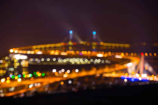 Soft blurred bokeh of incheon bridge background.