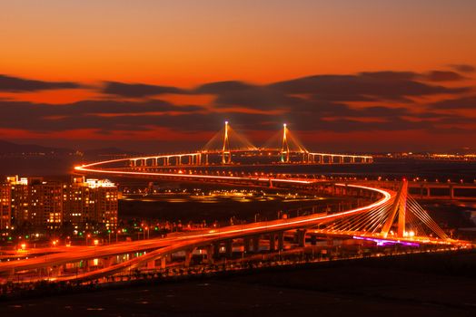 incheon bridge with color filter