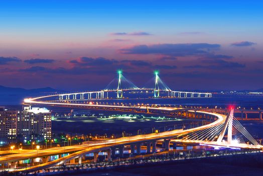 Incheon bridge in korea.with color filter 