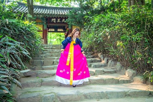 Woman with Hanbok,the traditional Korean dress.