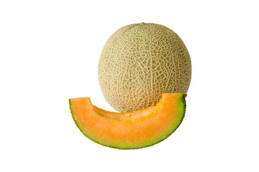 cantaloupe melon isolated on white background.