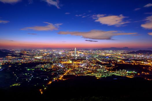 South Korea skyline of Seoul, The best view of South Korea with Lotte world mall at Namhansanseong Fortress.