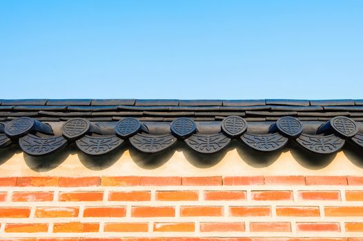 Roof of Gyeongbokgung palace in Seoul, Korea