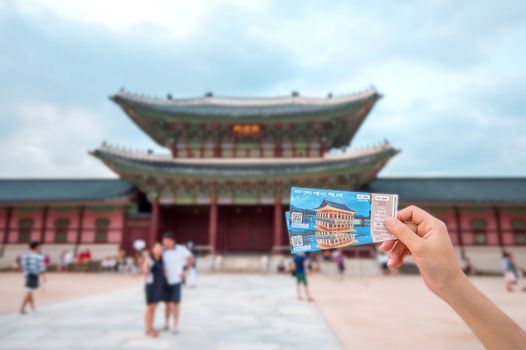 SEOUL, SOUTH KOREA - AUGUST 17: Admission ticket for visit Gyeongbokgung Palace on August 17, 2015 in Seoul, South Korea.