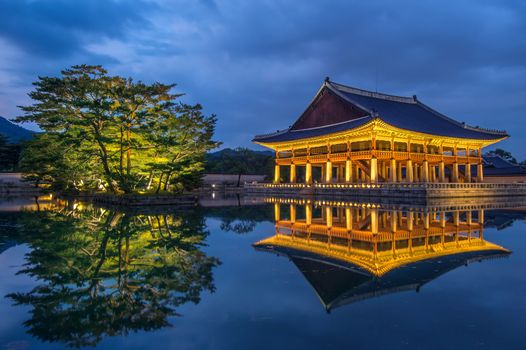 Gyeongbokgung Palace at night in seoul,Korea.