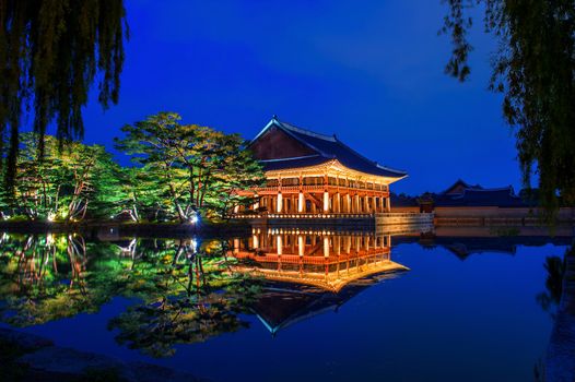 Gyeongbokgung Palace at night in seoul,Korea.