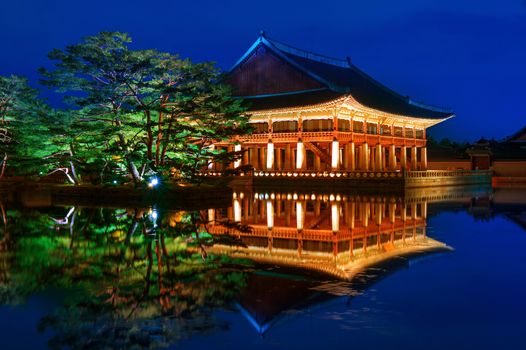 Gyeongbokgung Palace at night in seoul,Korea.