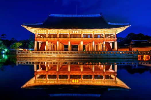 Gyeongbokgung Palace at night in seoul,Korea.