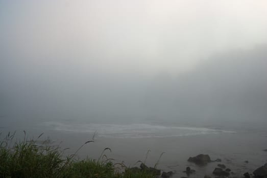 landscape with natural fogy river, nature series