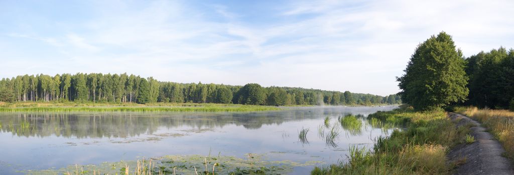 landscape with natural fogy river, nature series