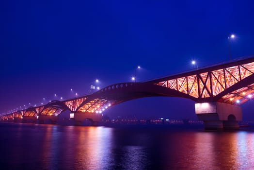 seongsan bridge at night in korea