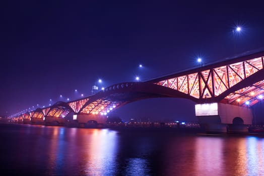 seongsan bridge at night in korea
