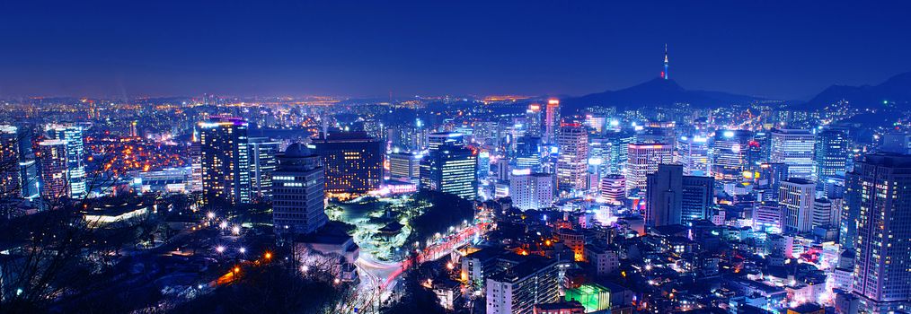 South Korea skyline at night.