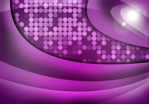Abstract purple background with light spots and waves
