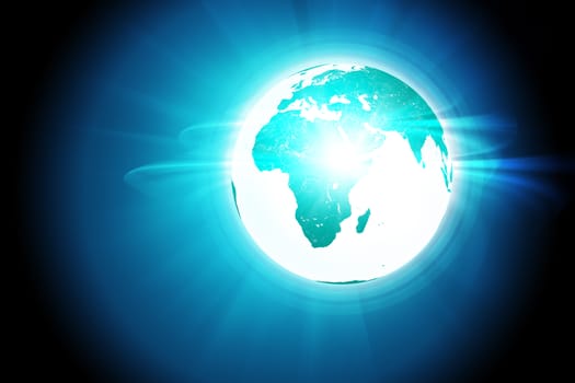 Glowing earth with lightspots and light, internet concept
