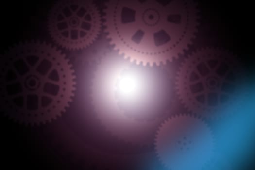 Set of mechanical gears on abstract background