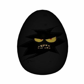 Easter scary black egg with yellow eyes and angry face isolated in white background - 3D render