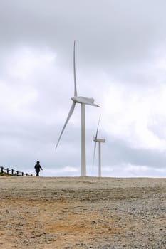 Wind turbines generating electricity.Eco Green Campus in South Korea. (Daegwallyeong Samyang Ranch)