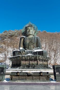 Big Buddha Monument of Sinheungsa Temple in Seoraksan National Park in winter, South Korea.