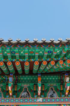 Roof of Gyeongbokgung palace in Seoul, Korea