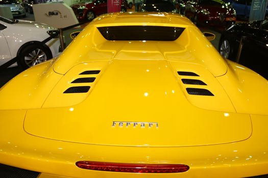 ISTANBUL, TURKEY - SEPTEMBER 12, 2015: A Ferrari in Used Cars For Sale Fair in CNX Expo