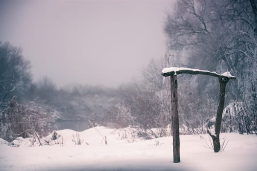 Snow and winter. Belarus village, countryside in winter