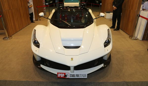 ISTANBUL, TURKEY - SEPTEMBER 12, 2015: LaFerrari in Used Cars For Sale Fair in CNX Expo