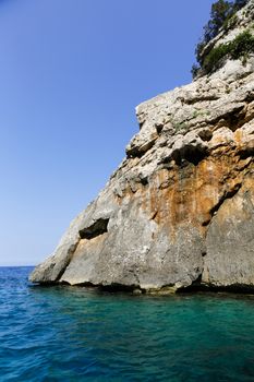 Rocks and caves around the coast of Cala Gonone, Sardinia