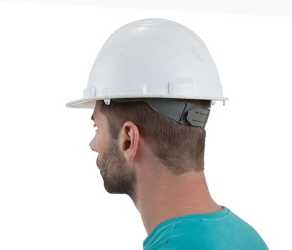 Engineer with hardhat on white background, isolated