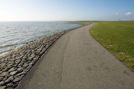 The so-called Wadden dyke on the island of Terschelling in the North Sea in the Netherlands part of the UNESCO World Heritage Program.
