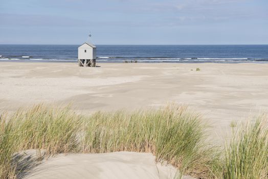 Famous authentic wooden beach hut, for shelter, on the island of Terschelling in the Netherlands.
