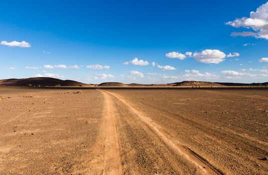 road to the Sahara desert comes to mountains, Morocco