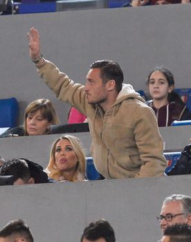 ITALY, Rome: Francesco Totti waves from the crowd during the Italian Serie A game between Roma and Palermo at Stadio Olimpico in Rome, Italy on Febraury 21, 2016. Roma shut out Palermo by a score of 5-0, thanks to goals by Edin Dzeko, Mo Salah, Seydou Keita.