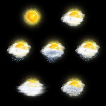 Weather Forecast Icons Set, on a black background
