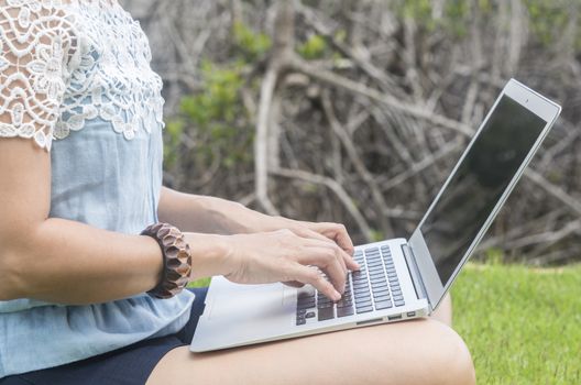 young women using laptop computer at home. technology concept, freelance concept, business concept, shopping online concept. Selective focus.