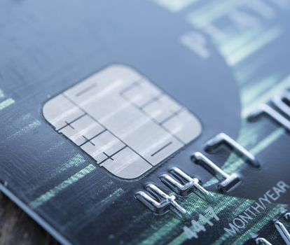 close-up credit card. blue tone