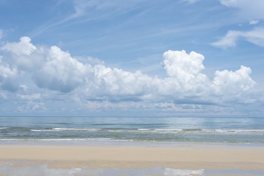 sea beach blue sky sand sun daylight relaxation landscape viewpoint for design postcard and calendar in thailand