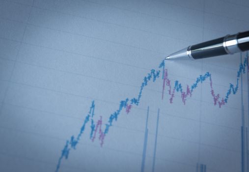 business graph in up trend. blue tone.business concept.