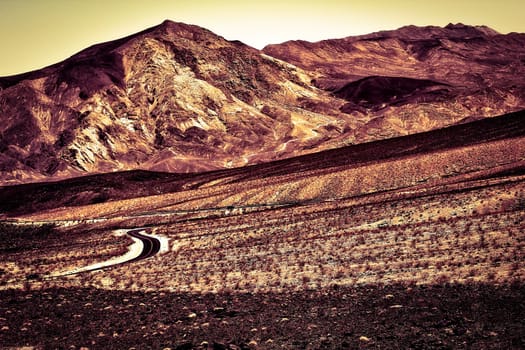 road in the desert at Death Valley national park, USA