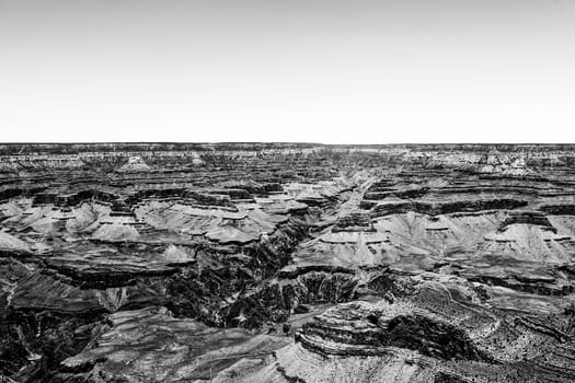 Grand Canyon national park, USA in black and white