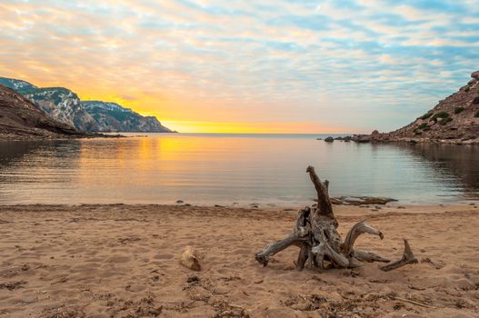 Landscape of the coast of Sardinia, Porticciolo at sunset