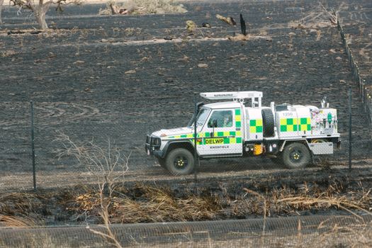 EPPING, AUSTRALIA - 20 DECEMBER 2015: A day after fires swept through Epping in Melbourne, CFA Fire Crews patrol the area for spot fires as Melbourne Suffered it's hottest day in December hitting 45 degrees C.