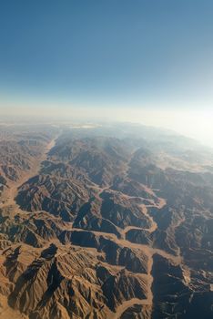 Range of mountains in Sinai from aerial view