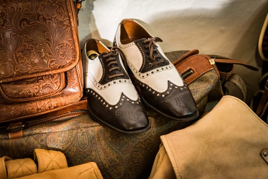 Classic shoes handmade in an Italian  shop working handcrafted leather.