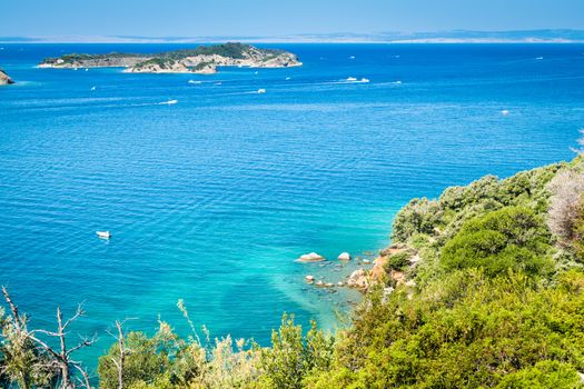 The crystal clear sea surrounding the island of Rab, Croatian tourist resort.