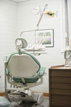 View of a dentist check up room with the high tech chair