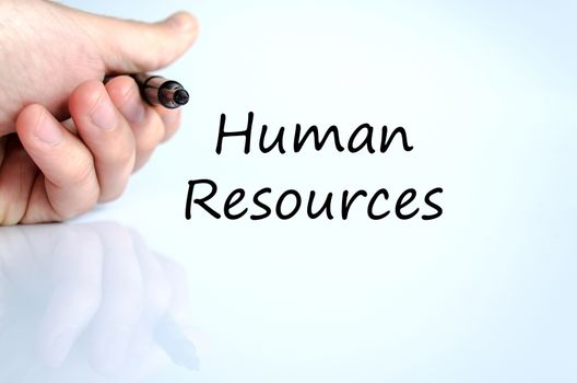 Business man hand writing human resources