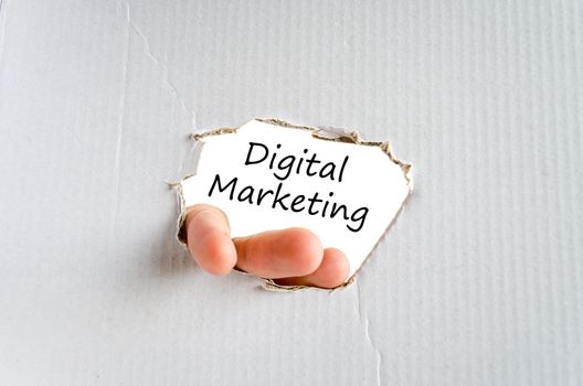 Business man hand writing digital marketing