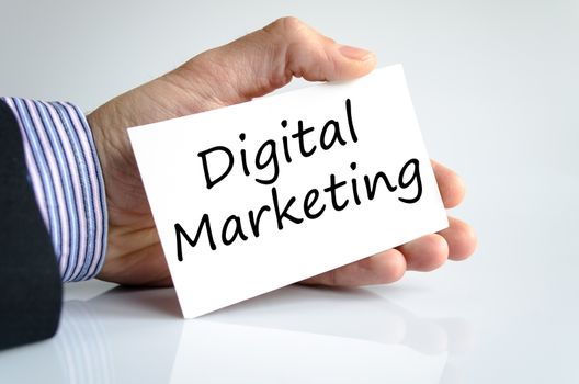 Business man hand writing digital marketing